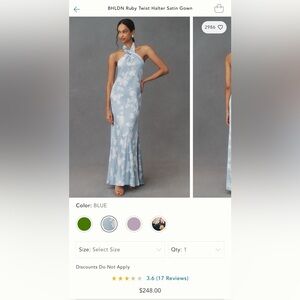 BHLDN Satin Halter Gown size 0